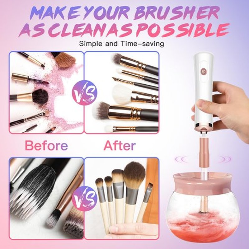 Makeup Brush Cleaner Machine - Super Fast Makeup Brush Cleaner and Dryer - Automatic Brush Cleaner Tool Suit for Most Makeup Brush Sizes