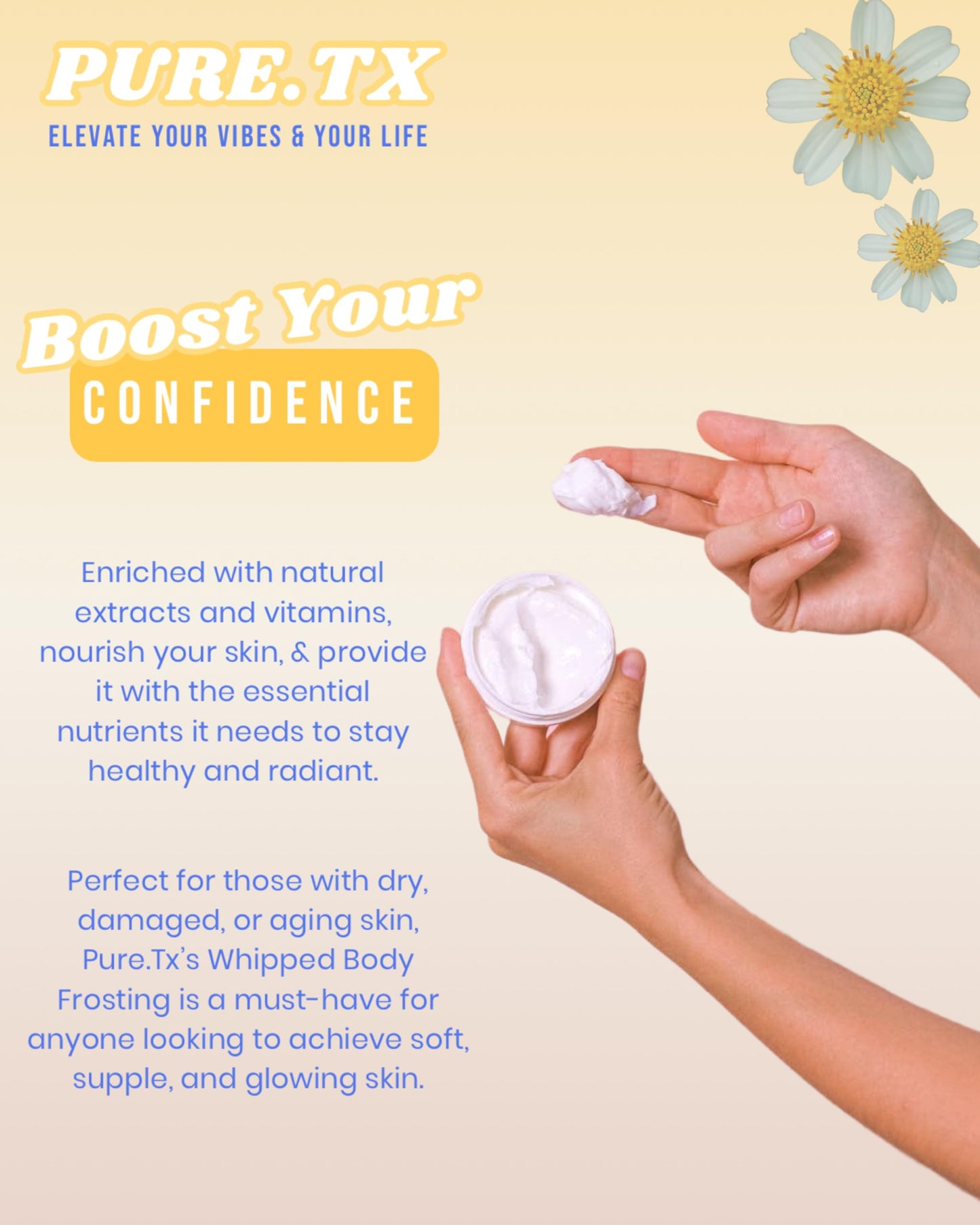 Chamomile & Lavender Whipped Body Frosting, Deeply Moisturizing Body Butter, Made with Shea and Coco Butter