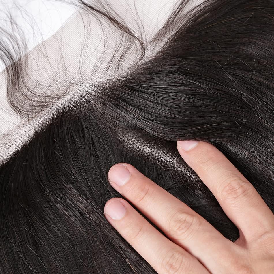 QTHAIR 14A Human Hair Bundles with Transparent Hd Lace Frontal (14 16 18+14) Body Wave Bundles with Lace Closure Brazilian Human Hair Weave Bundles with 13x4 Frontal Virgin Hair Weft 150% Density