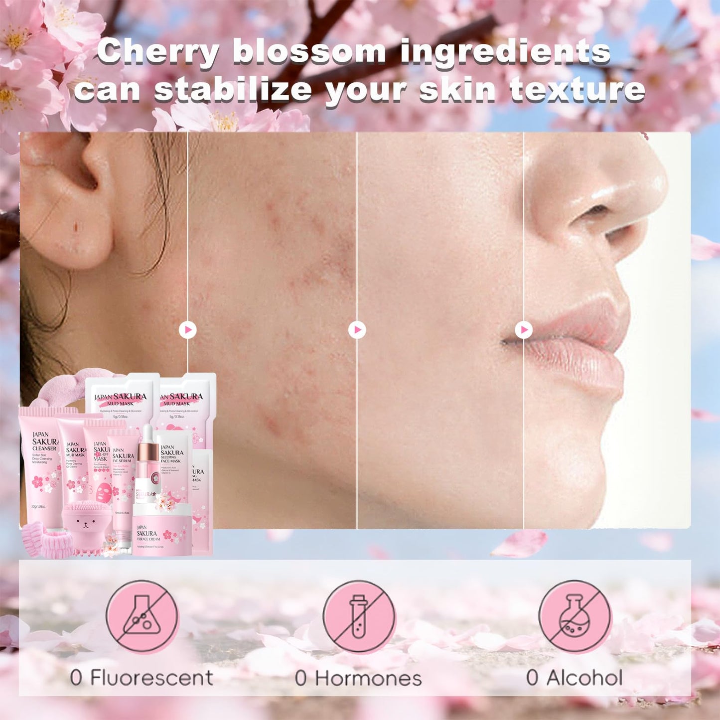 Sakura Skin Care Set for Teen Girls Birthday Gifts - Kids Skin Care Set for girls Ages 8-12 -Skincare for Girls 10-12 - Skin Care for Kids 8-9 - Skin Care Kit for Women Christmas Gifts