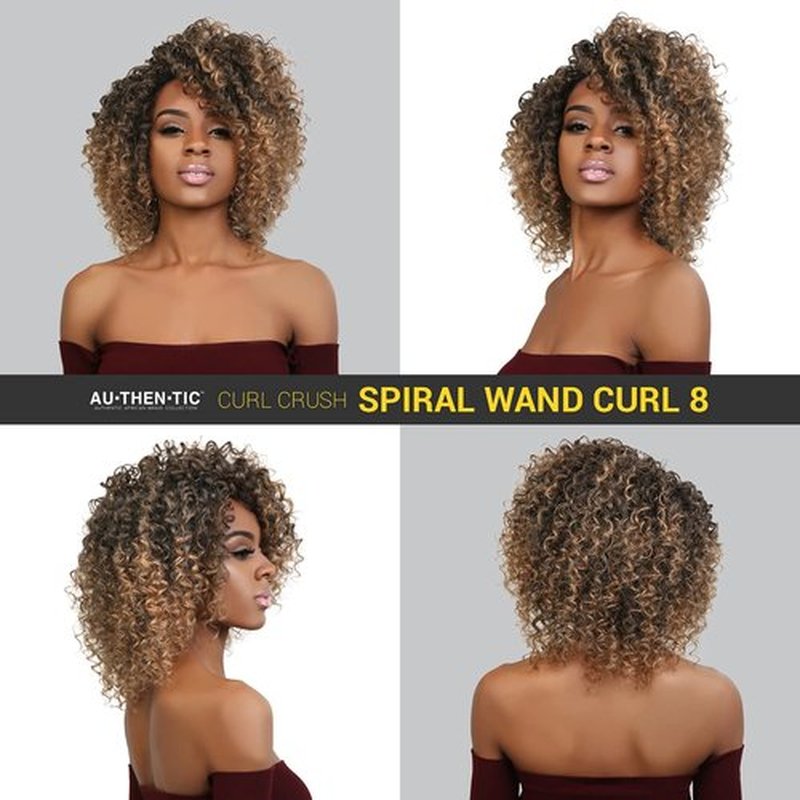 8 Bundle (4 Pack) 8 Inch AU-THEN-TIC 2X Spiral Wand Curl Crochet Braids Jamaican Bounce Curly for Black Women Syntheric Hair Extensions FreeKalon Fiber (4-Pack, 1B-Off Black)