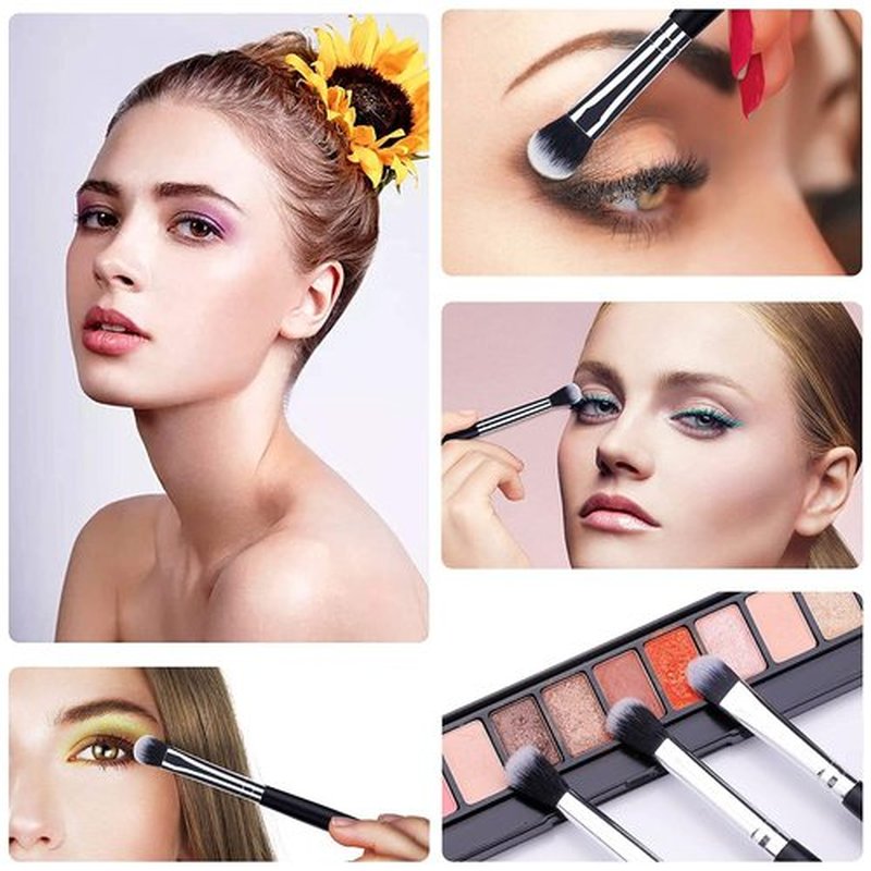 MSQ Eye Makeup Brushes 12pcs Eyeshadow Makeup Brushes Set with Soft Synthetic Hairs & Real Longer Wood Handle for Eyeshadow, Eyelash,Eyebrow, Eyeliner, Blending, Conclear(Black)