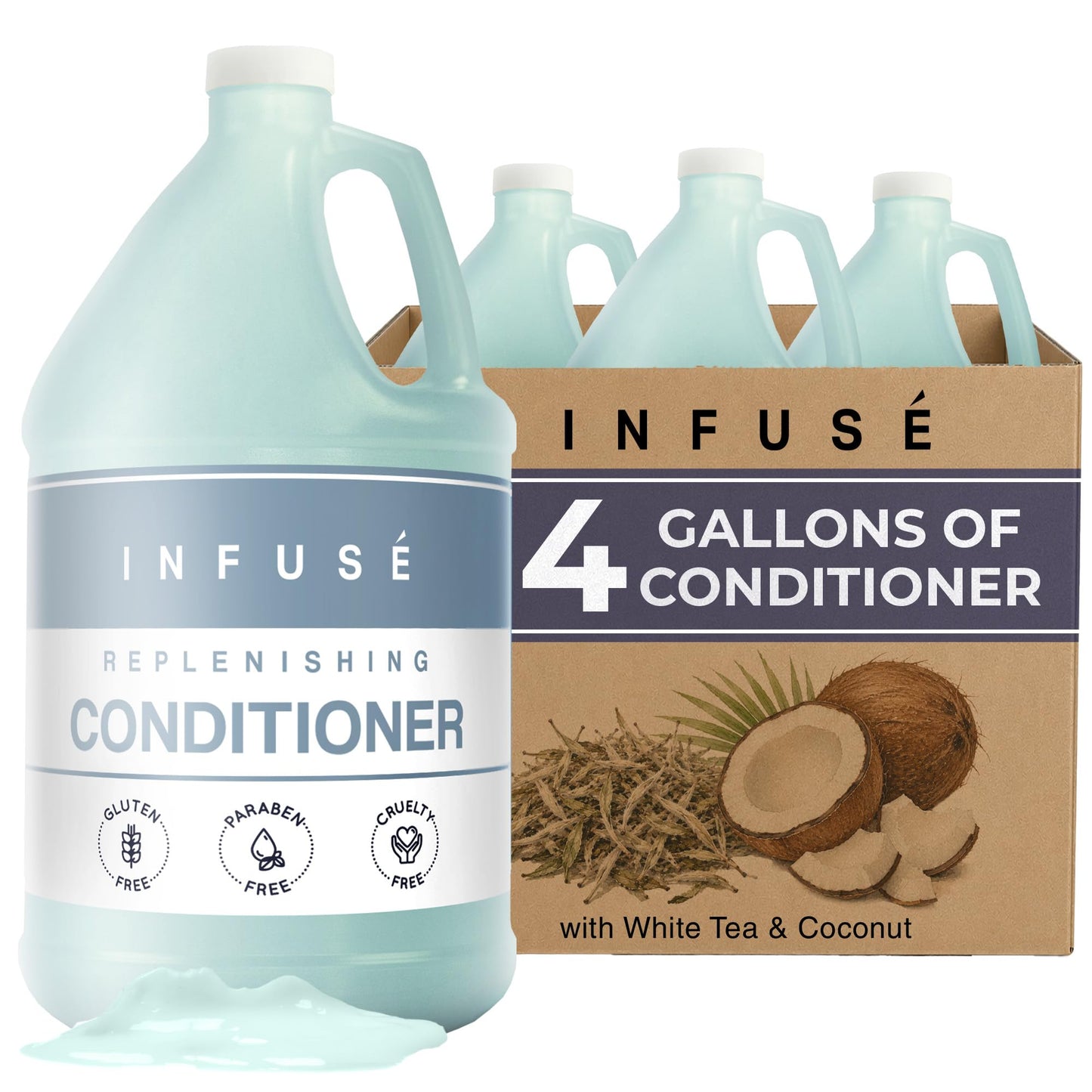 Terra Pure Infuse Hotel Conditioner | 1 Gallon | Designed to Refill Soap Dispensers (Set of 4)