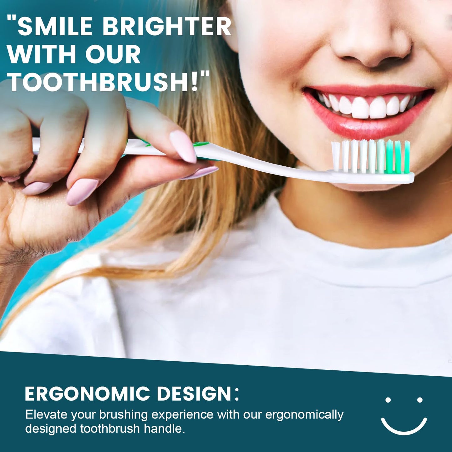 Navona 50 PCS Premium Individually Wrapped Bulk Toothbrush Pack, Disposable Toothbrushes, Kids Toothbrush, Medium Soft Bristle Toothbrushes, Ergonomics Handle, Perfect for Travel Hotel Donation