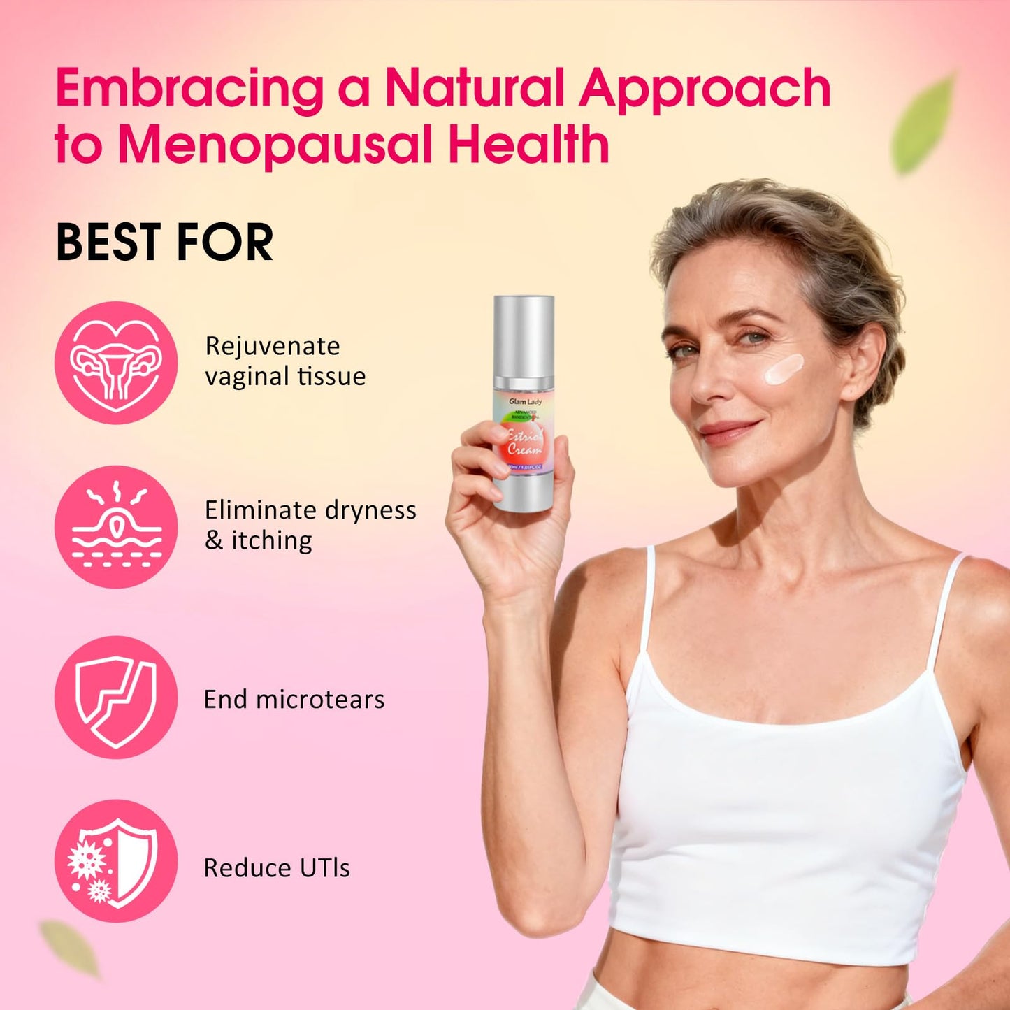 Natural Bioidentical Estriol Cream for Women Menopause Relief Silky Estrogen Cream for Vaginal Dryness 1oz 2 Month Supply