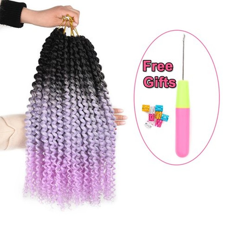 6 packs Passion Twist Crochet Hair Bohemian Curly Braids Water Wave Hair for Braiding Hair 22 Strands/pack Synthetic Fiber Hair Extensions (14 Inch (Pack of 6), Tpurple)