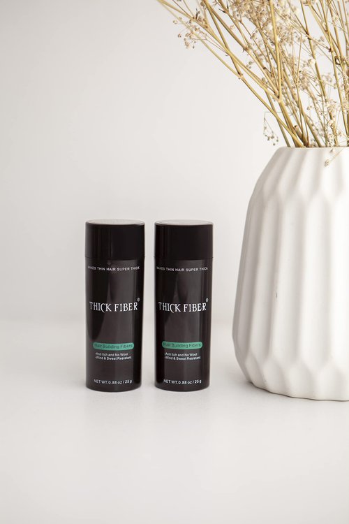 THICK FIBER Hair Fibers For Thinning Hair & Bald Spots (MEDIUM BROWN, Pack of 2) - 25g Bottle - Conceals Hair Loss in Seconds - Hair Powder For Women & Men