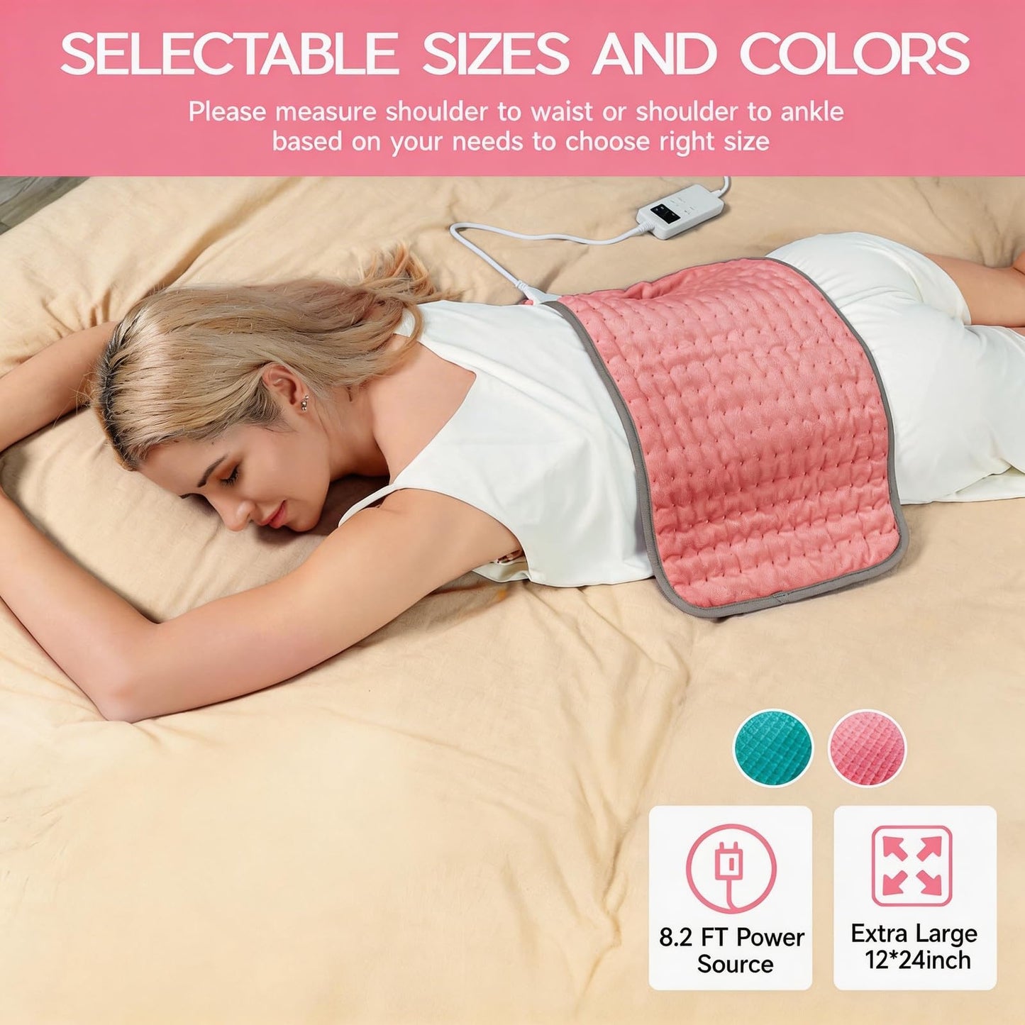 Pink Heating Pad for Gifts Soothing Heat Therapy for Women & Men, Perfect Christmas, Mothers Day, Birthday Gifts fo r Her, Dad Gifts & White Elephant Gift, Cozy Stocking Stuffer for Women/Mom