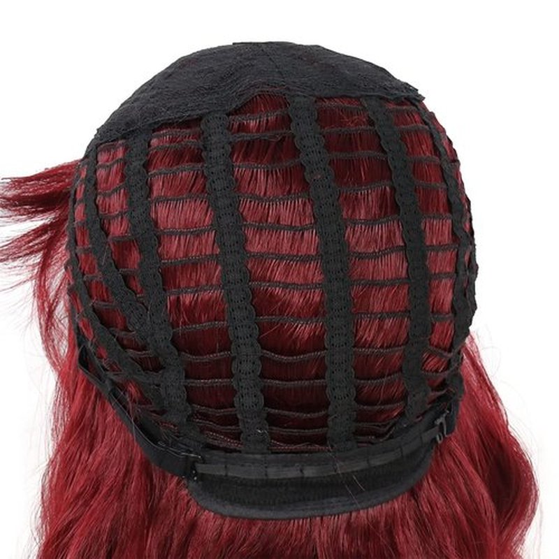 LYNLYSHAN Wine Red Color Wigs Curly Bob Wig with Bangs Short Wavy Wigs for Women Bob Style Synthetic Heat Resistant Bob Wigs