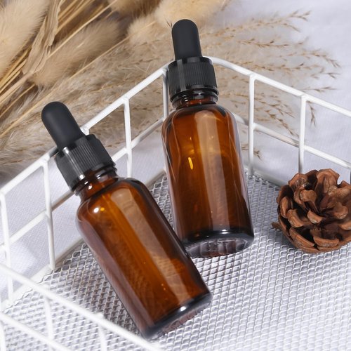 UMETASS Amber Glass Dropper Bottle 1oz with Glass Pipette, 30ml Glass Eye Dropper Bottles Leakproof Glass Tincture Bottles for Travel Essential Oils (6 Pack)