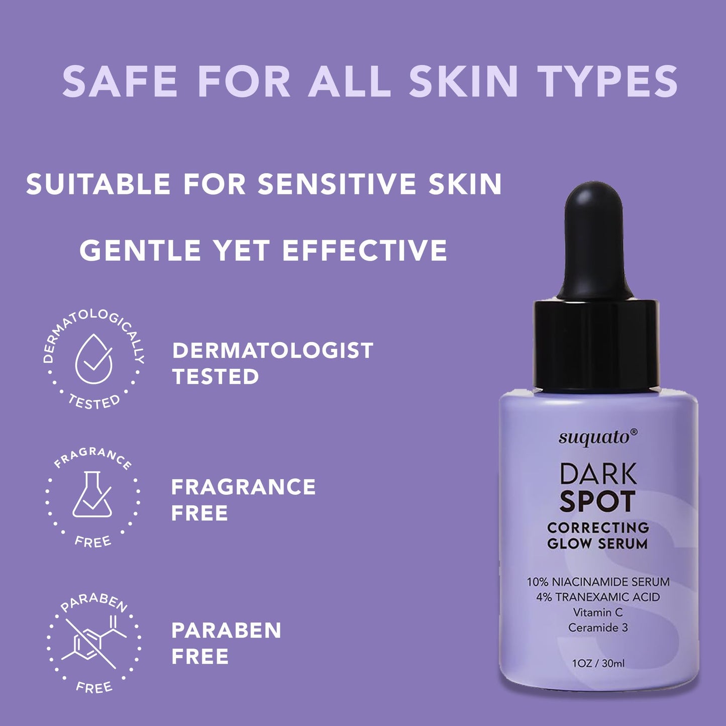 suquato Dark Spot Remover Serum – For Face Hyperpigmentation & Melasma Care – Dark Spot Correcting Glow with Tranexamic Acid + Niacinamide + Vitamin C (30ml)