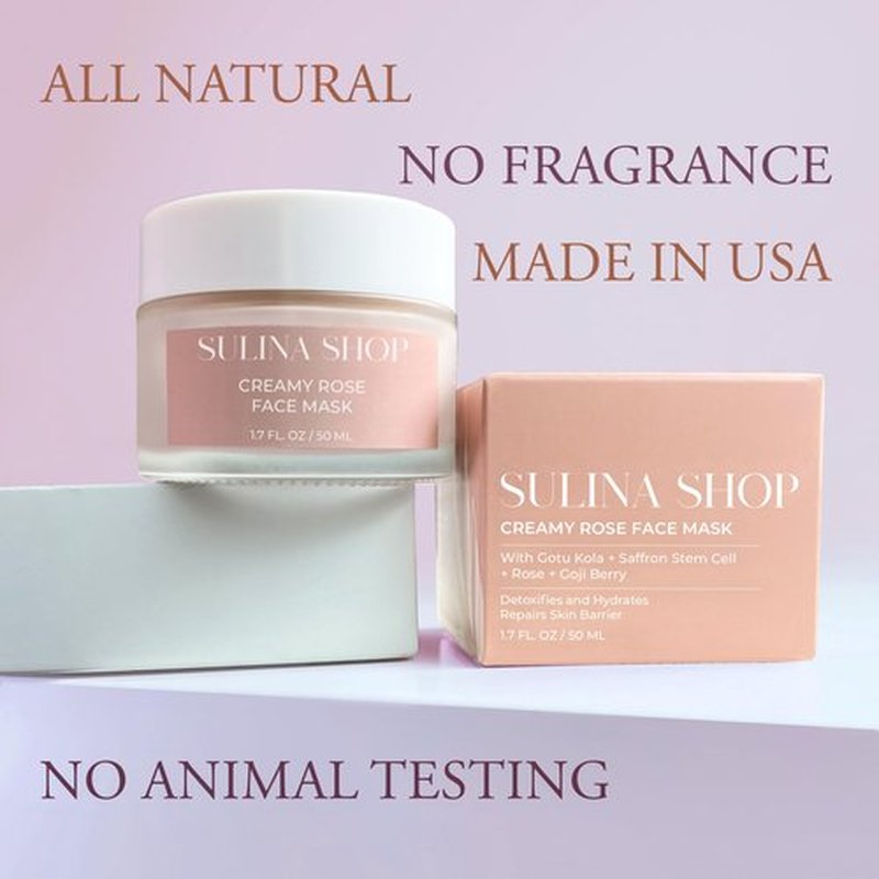 Sulina Shop Rose Facial Mask -Spa Facial Mask for Hydration, Smooths & Brightening -Spa Facial Mask for Dark Spots, Dull Skin, Skincare Facial Mask for Controlling Oil and Refining Pores, Made in USA