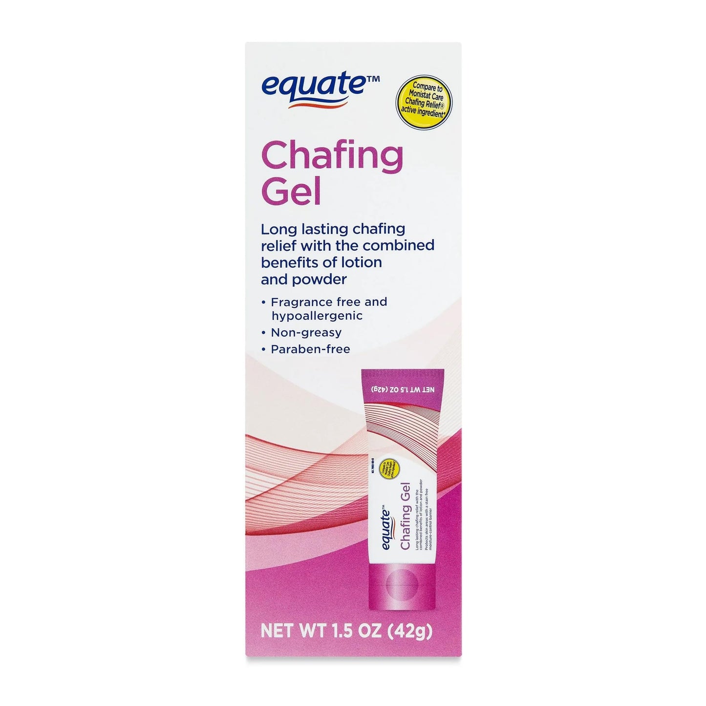 Equate Chafing Relief Gel, Anti-Chafe Protection, Fragrance/Talc/Paraban Free Chafing Gel, 1.5 Oz, (2 pack)