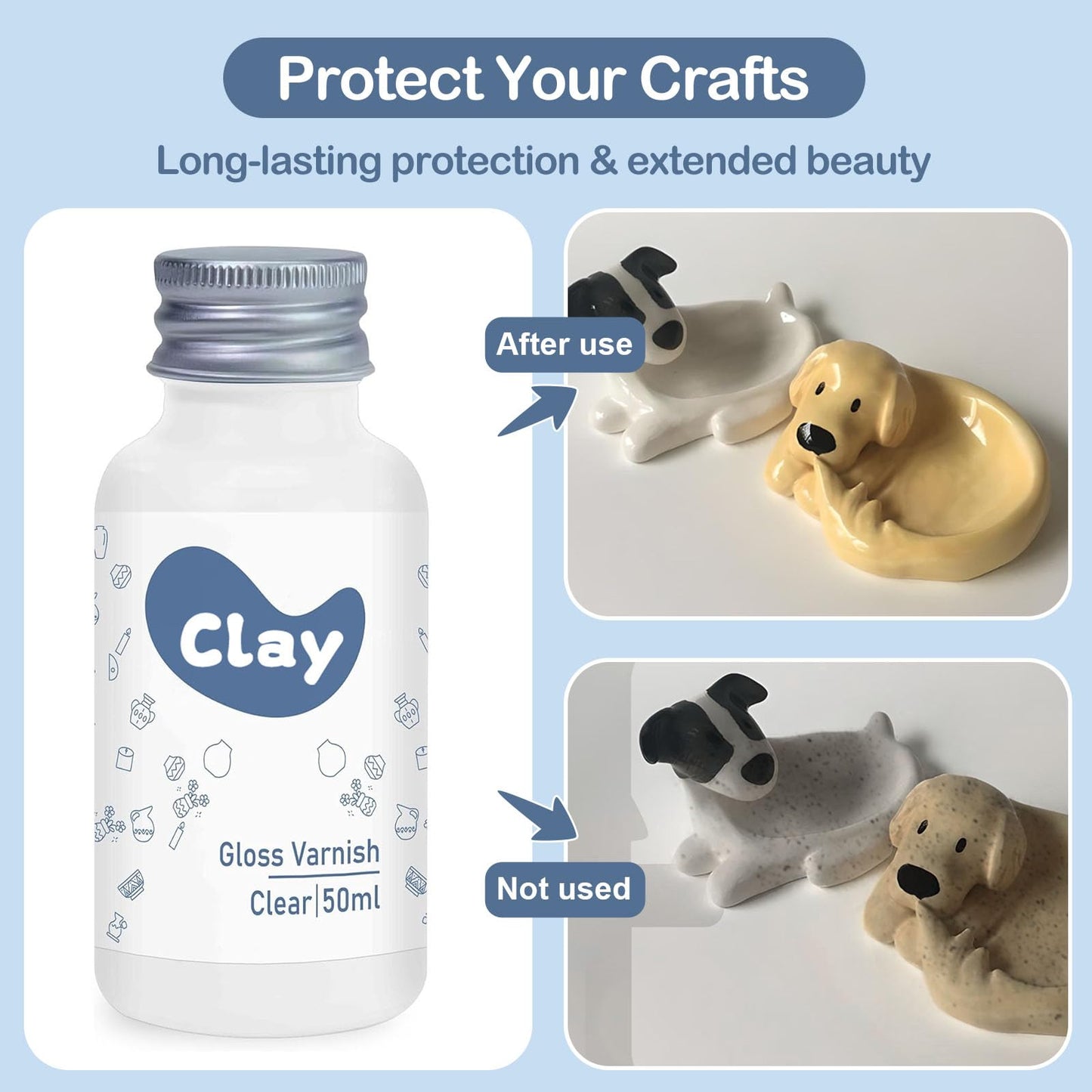 1DFAUL 50ml Air Dry Clay Varnish Glaze Sealant, Matte Finish, Scratch Resistant, Waterproof, Prevent Cracking, for Air Dry Clay Pottery (Matte)