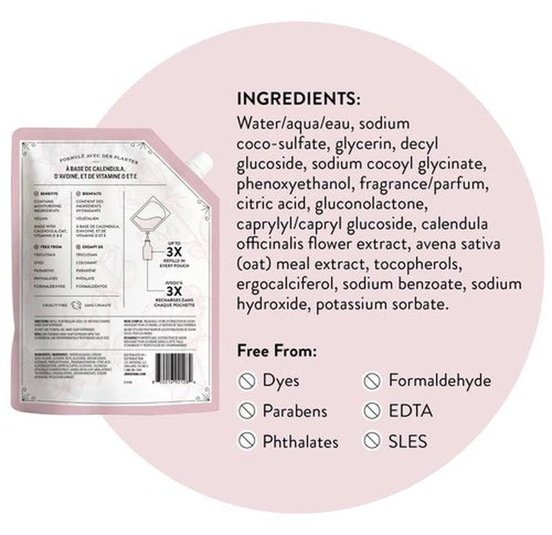 J.R. Watkins Foaming Hand Soap Refills, All Natural, Alcohol-Free Hand Wash, Cruelty-Free, Moisturizing Hand Soap Refill for Bathroom or Kitchen, Rosewater, 28 fl oz Foam Soap Refill, 3 Pack