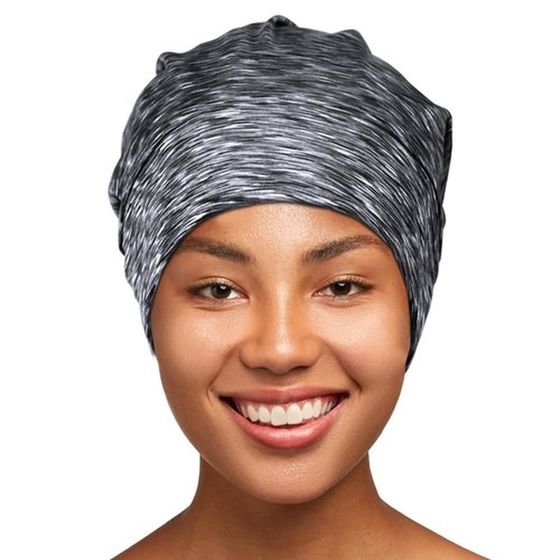SOLZEK Bonnet for Sleeping Real Silk Hair Wrap with Adjustable Strap Easy to Wear Night Cap Anti Frizz Double Layered 1Pcs (Black Heather)