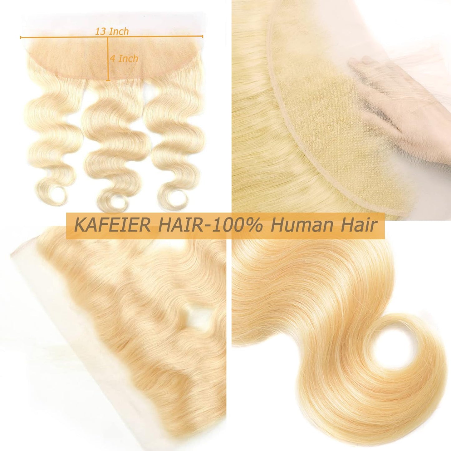 613 Frontal Blonde Frontal 13x4 Body Wave Human Hair 150% Density Ear To Ear Blonde Frontal 13x4 Transparent Hd Lace Free Part With Baby Hair (613 Frontal, 14 Inch)