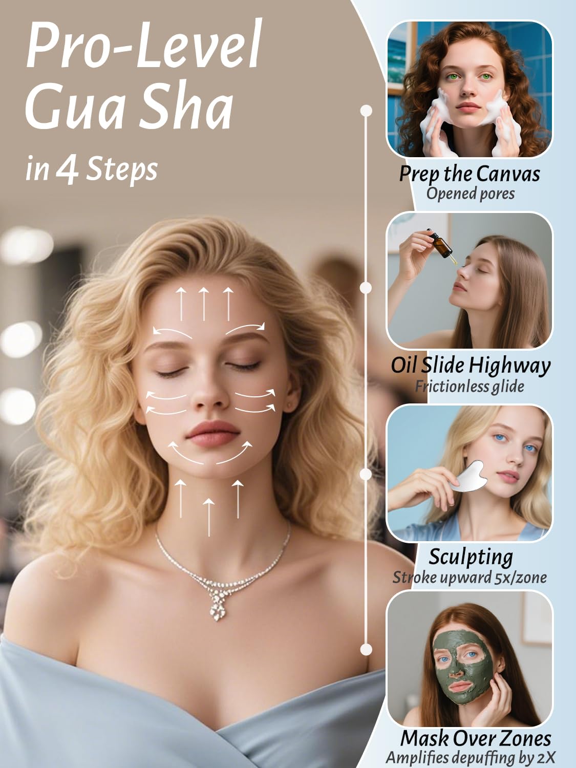 Lanfixilly 2Pcs Stainless Steel Gua Sha, Gua Sha Facial Tools for Face Sculpting, Metal Gua Sha Skin Care, Massage Gift for Women