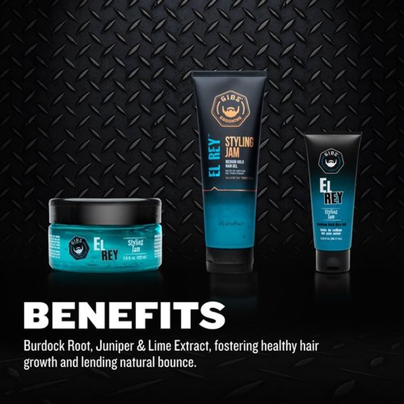 GIBS Grooming El Rey Styling Jam for Men, Medium Hold Hair Gel, 8 Fl Oz (Squeeze Tube)