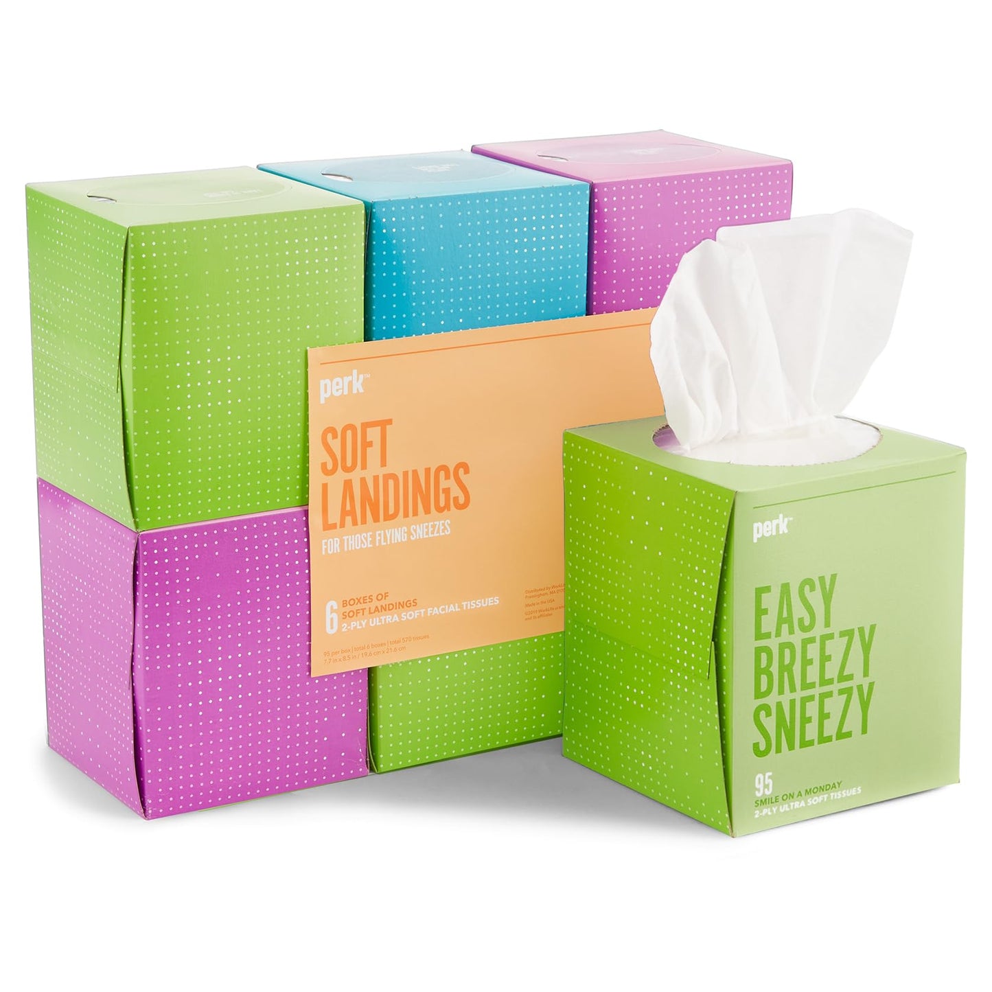 Staples Perk Ultra Soft Tissue, 2-Ply, 95 Sheets/Box, 6 Boxes/Pack (PK57779)