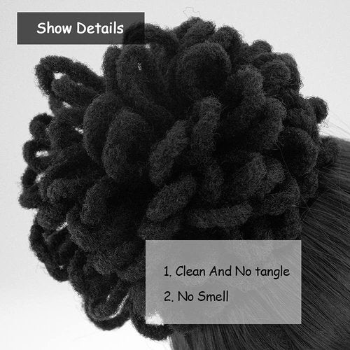 Yinmei Baibian Loc Ponytail Drawstring Petal Bun Afro Dreadlock Buns Pony Tail Curly Puff Braid Ponytails For Black Women Faux Locs Braided Bun(1B#)