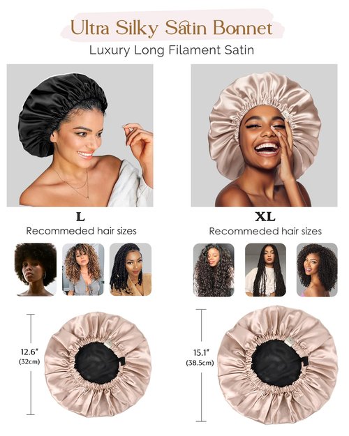 YANIBEST Satin Bonnet for Sleeping, Hair Bonnets for Women and Men, Double Layer Ajustable Silky Bonnet for Curly Braids Hair