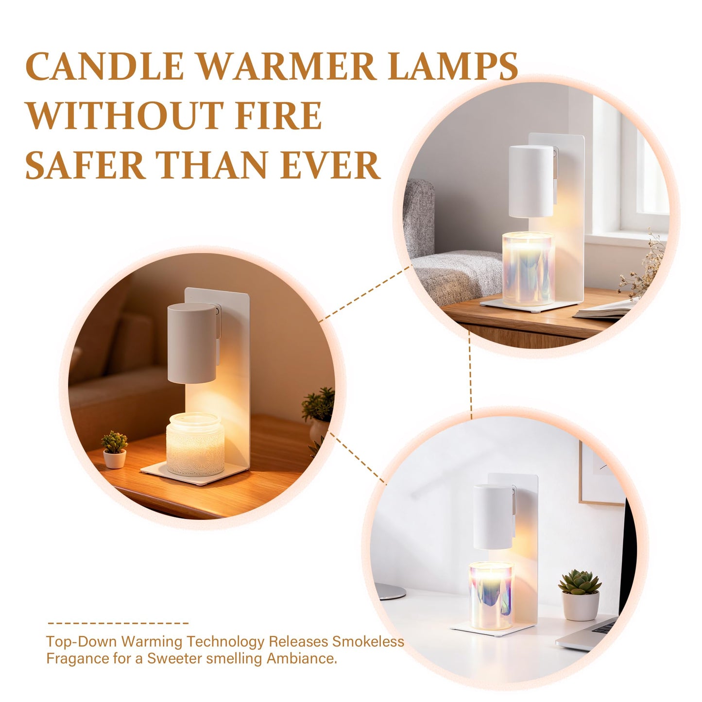 White Candle Warmer Lamp with Timer & Dimmable, Height Adjustable Flameless Candle Warmer for Jar Candles, 2 Bulbs Included, Gifts for Mom, House Warming New Home Bedroom Decor