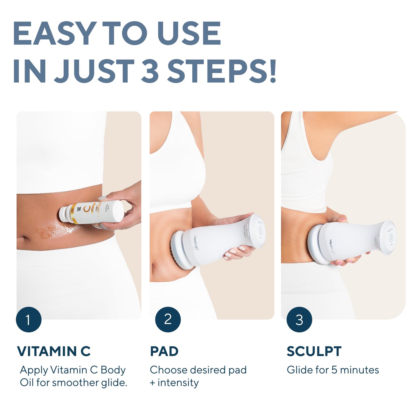 Vibro Sculpt Pro Kit with Pro Pads and Vitamin C – Complete Sculpting Massager Set with pro Pads and Vitamin C Serum Vitamin C Bundle for at-Home Contouring & Body Care