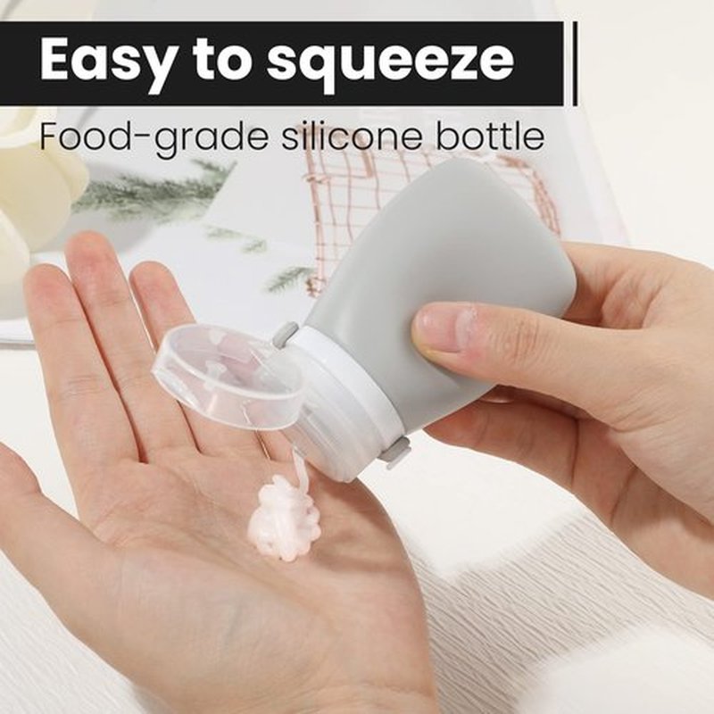 RONRONS Silicone Travel Bottles, 2oz Leak Proof Salad Container for Lunch, Travel Bottles for Toiletries TSA Approved Container for Shampoo Conditioner (2 Pieces)