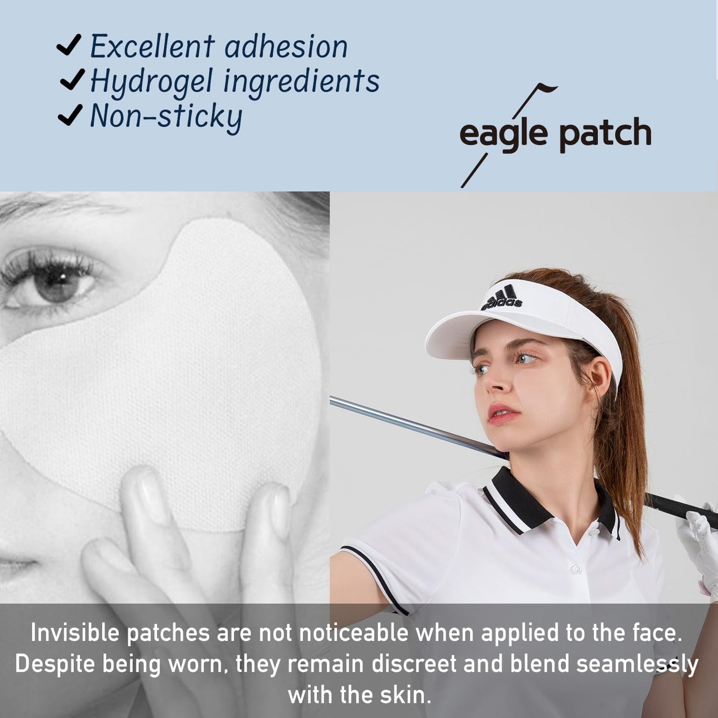 EAGLE PATCH UV Protection Golf Patch (Clear, 12 PCS)- Hydrating Sunscreen Gel Facial Patches for Outdoor Activities, Skin Care Sunblock for Golfers