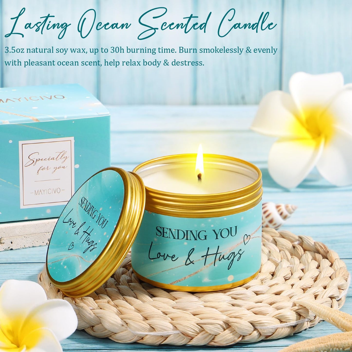 Mothers Day Birthday Gifts for Women, Self Care Get Well Soon Gift Baskets for Women, Ocean Relaxing Spa Gift Care Package with Blanket, Unique Gifts Basket for Mom Her Wife Girlfriend Friend Sister