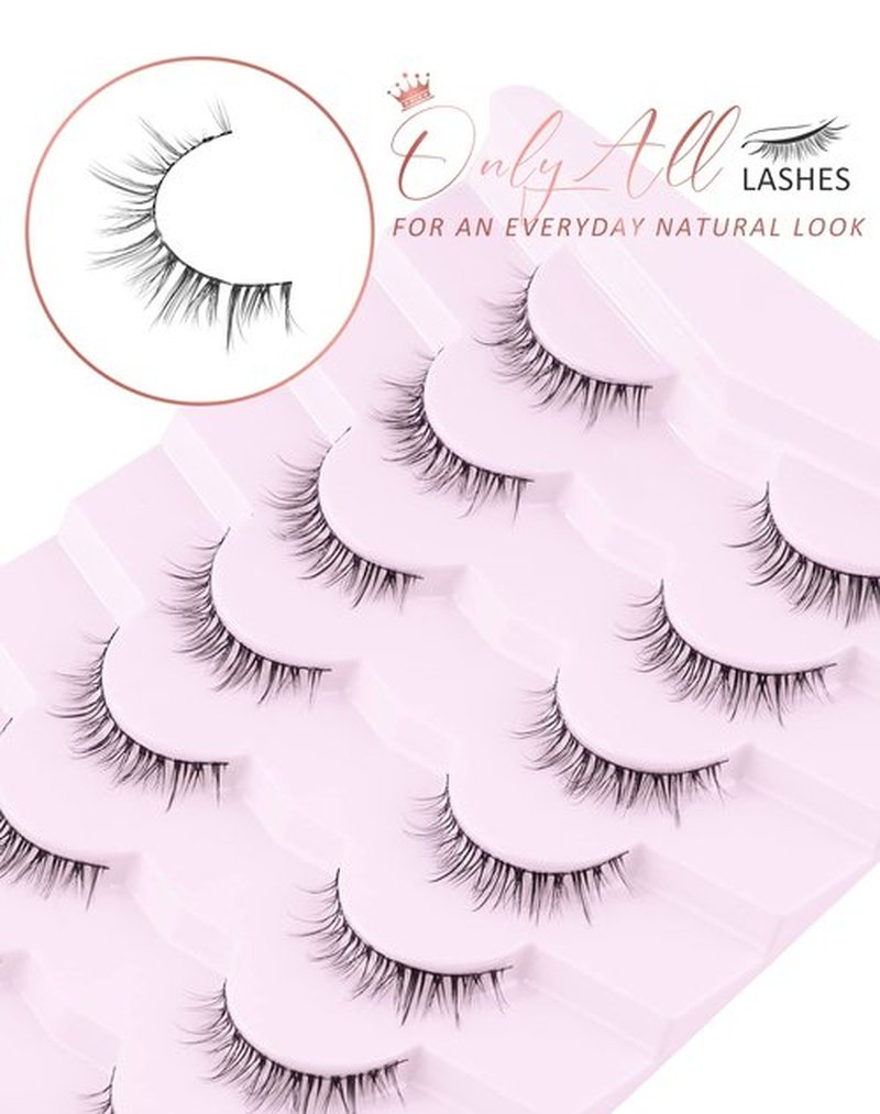 Onlyall Natural Lashes Short Eyelashes Wispy Lashes Natural Look Soft False Eyelashes False Eye Lashes Faux Mink Eyelashes 7 Pairs D2