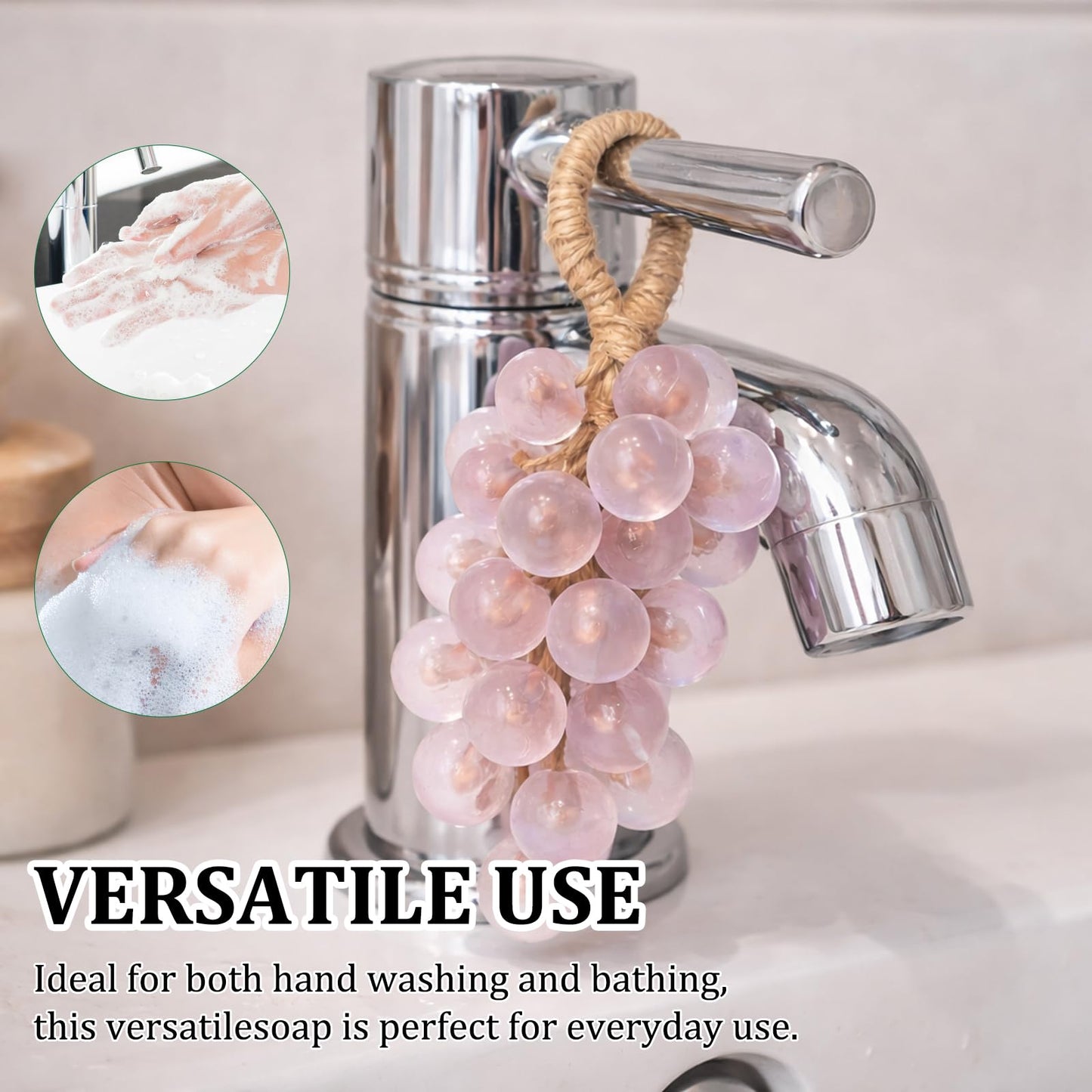CZFSWT Grape Soap on A Rope, Soap on A Rope for Women, Portable Decorative Soaps for Bathroom Suitable for Personal Care Time