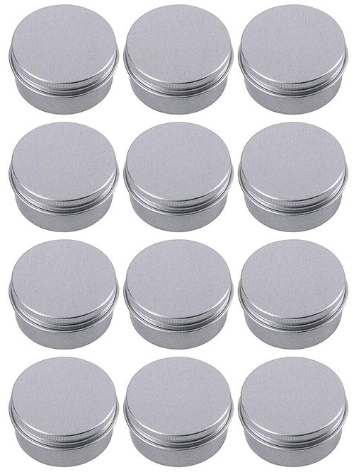 Hulless 0.5 Ounce Aluminum Tin Jar Refillable Containers 15 ml Aluminum Screw Lid Round Tin Container Bottle for Cosmetic,Lip Balm, Cream, 12 Pack.