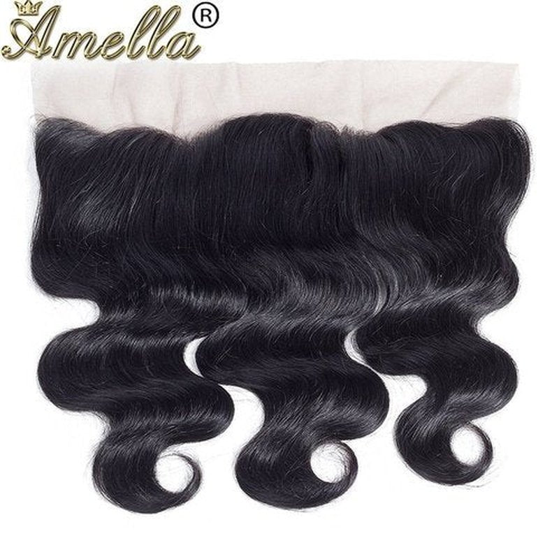 Amella Hair 10A Brazilian Body Wave Frontal(18" 20" 22"+16"13x4 Frontal) 3 Bundles with Frontal Ear to Ear Lace Frontal Closure Free Part with Bundles Brazilian Body Wave Frontal Natural Black Color