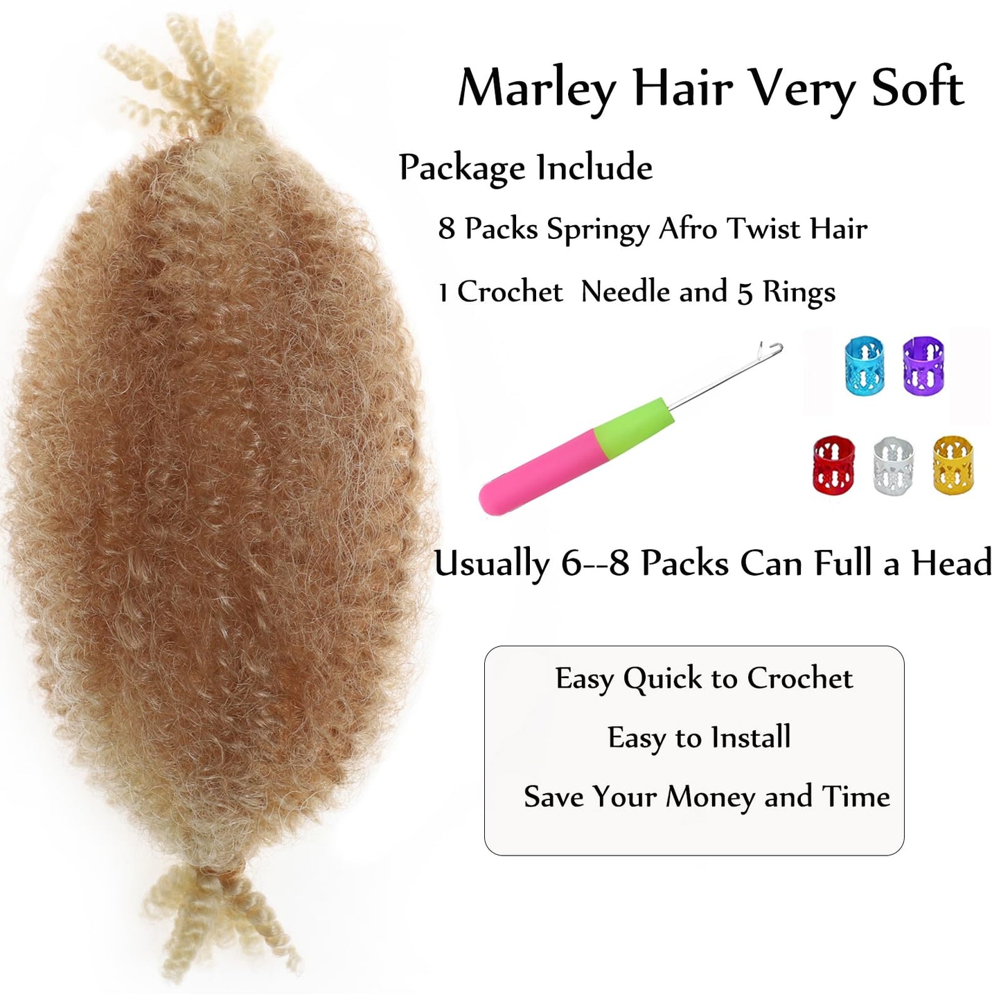8 Inch Springy Afro Twist Hair Marley Twist Braiding Hair 3 Packs Kinky Twist Hair Short Marley Hair Wrapping Hair for Soft Locs Passion Hair Extensions…