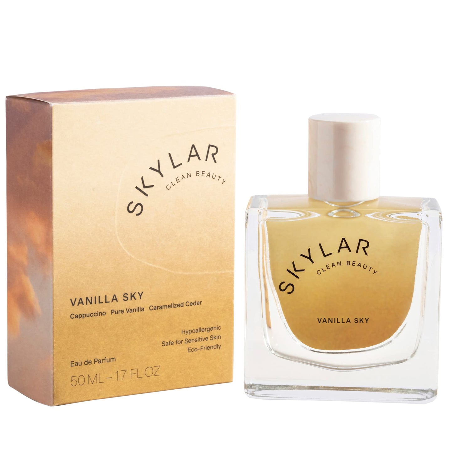 Skylar Vanilla Sky Eau de Parfum for Women - Warm Vanilla Perfume, Cappuccino, Cinnamon & Cedar Notes - Hypoallergenic, Vegan, Clean Fragrance for Sensitive Skin - 50mL / 1.7 Fl oz