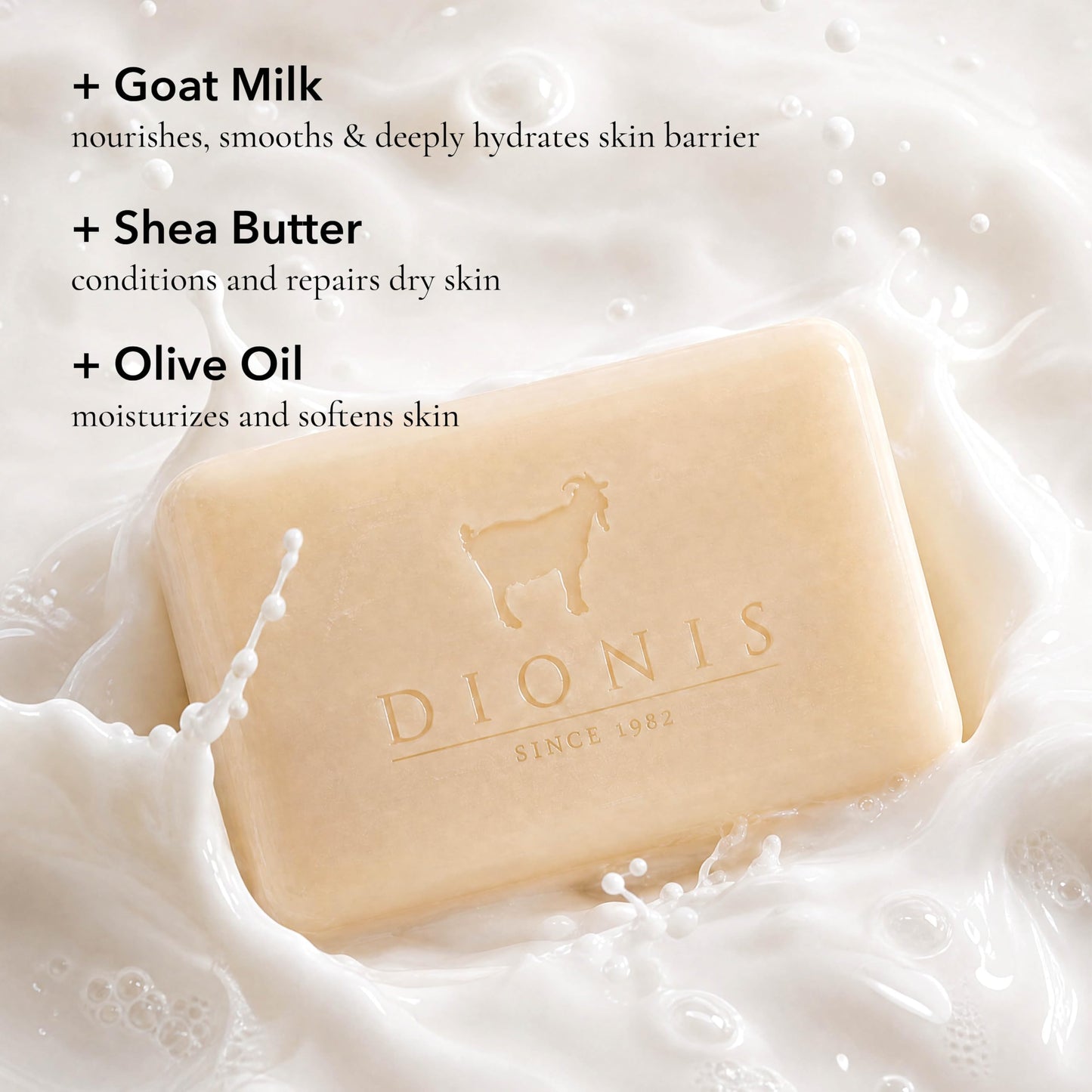 Dionis Goat Milk Bar Soap – Moisturizing Hand & Body Soap Bar with with Shea Butter and Olive Oil, Triple Milled, Safe for Sensitive Skin - Unscented 6 oz