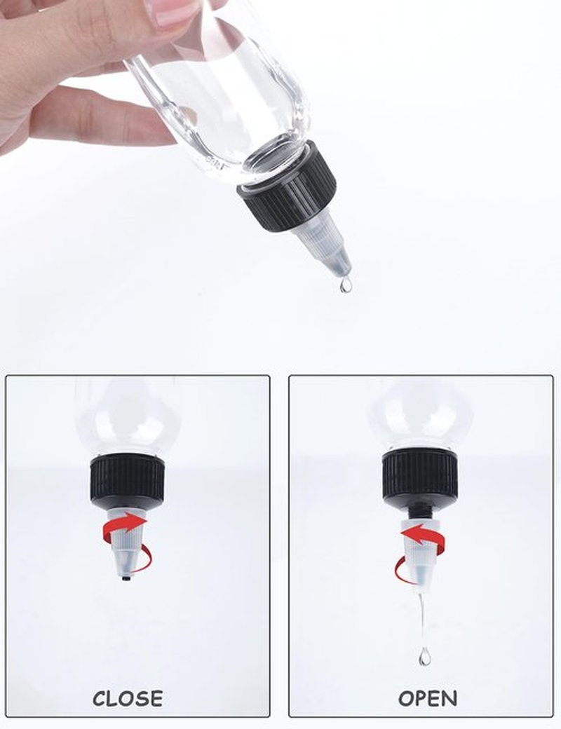 EOSAU 20 Pcs 2oz Plastic Squeeze Bottles with Twist Top Cap, 60ml Clear Dispensing Bottles, Empty Squirt Bottle for Liquids, Sauces, Arts, Crafts, Travel
