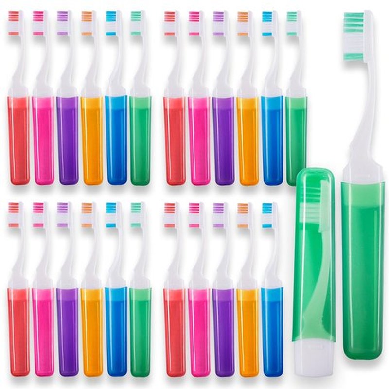 Travel Toothbrushes Firm, Mini Toothbrush with Toothbrush Cover, Camping Toothbrush, Travel Size Toothbrush with Toothbrush Case Portable Toothbrush, Adults Travel Toothbrush Kit (25 Pack Medium)