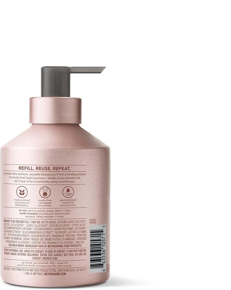Method Gel Hand Soap - Vanilla & Raspberry Scent | Reusable Pink Aluminum Bottle, 12 oz (Pack of 3)