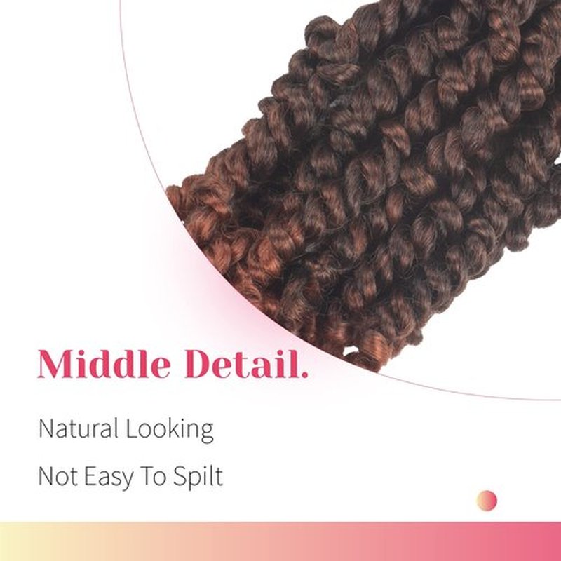The BOHOBABE Pre-twisted Passion Twist Crochet Hair 6 Inch Short Pre-looped Crochet Passion Twist Braiding Hair 8 Packs (T350)