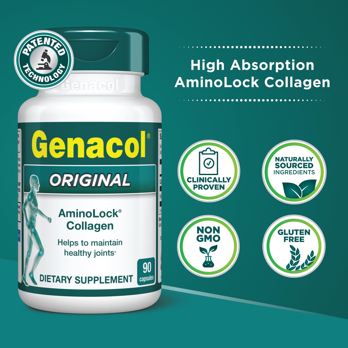 Genacol Original – Collagen Supplement for Joints, Ultra-Hydrolyzed Collagen Peptides, Eases Joint Discomfort, Knee Supplements for Men & Women, Value Pack, 180 Capsules (60-Day Supply)