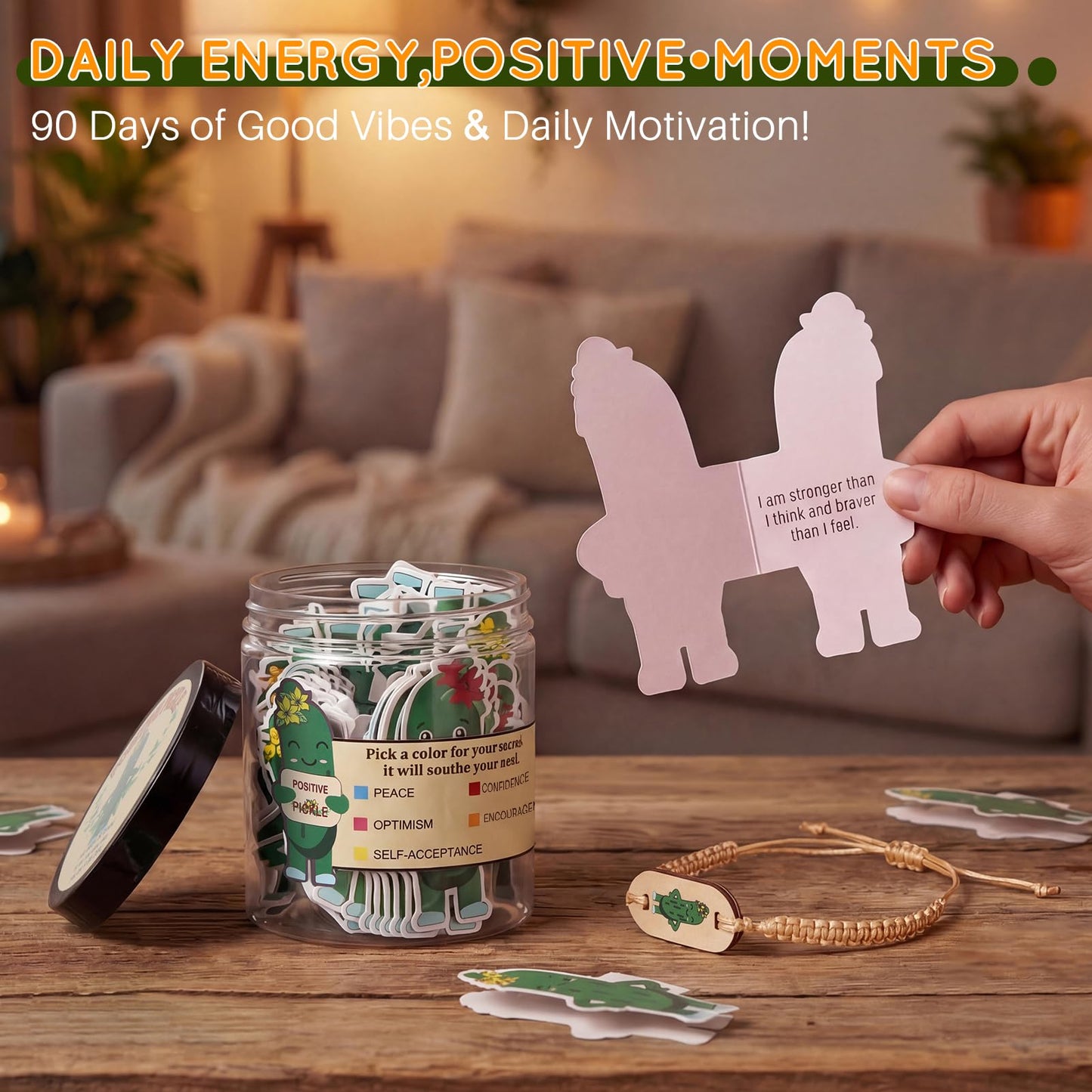 MEBRUDY 90 Positive Pickle Affirmation Cards Jar with NFC, Graduation Gifts, Birthday Gifts for Mom, Women, Teenage, Adults, Teachers, Sisters, Friends, Teen Girl Cute Trendy Stuff
