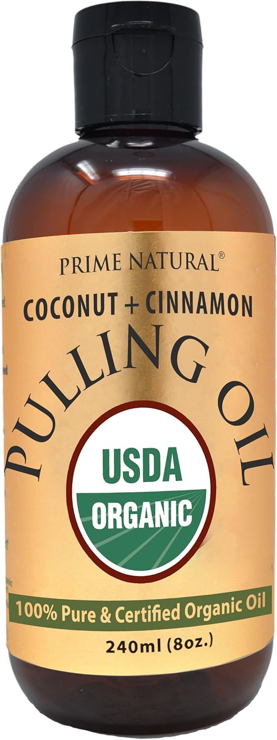 Natural Oil Pulling - Organic Coconut & Cinnamon Bark Oil 8oz | Teeth Whitening & Fresh Breath