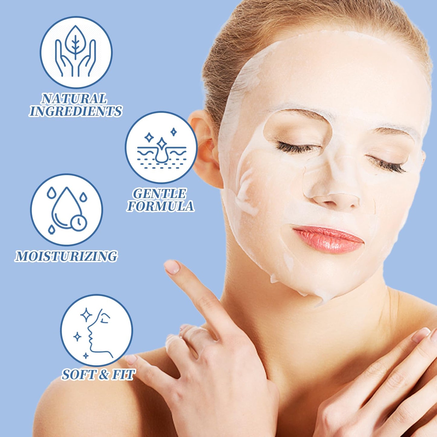 GUOYAOLIFU 6 Pack Serum Sheet Masks,Facial Masks Skincare for Women,Hydrating & Moisturizing Face Masks for All Skin Types,Smooth,Nourishing,Lightweight