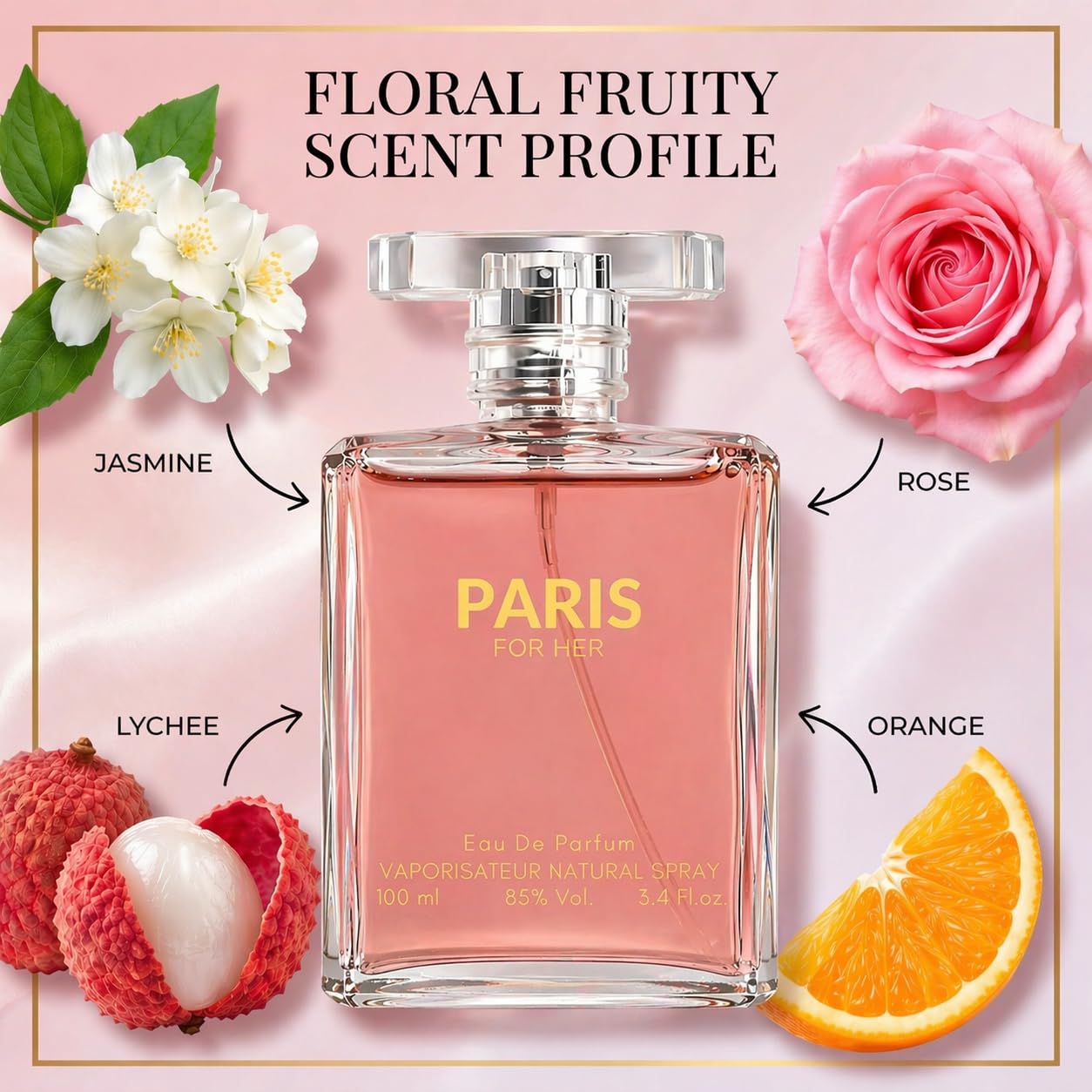 Sandora Fragrances Perfume for Women – INSPIRED by A WORLD RENOWNED WOMEN'S PERFUME – Orange, Jasmine, Patchouli, Vanilla – Elegant, Floral, Fresh, Long-Lasting Eau De Parfum 3.4 fl oz