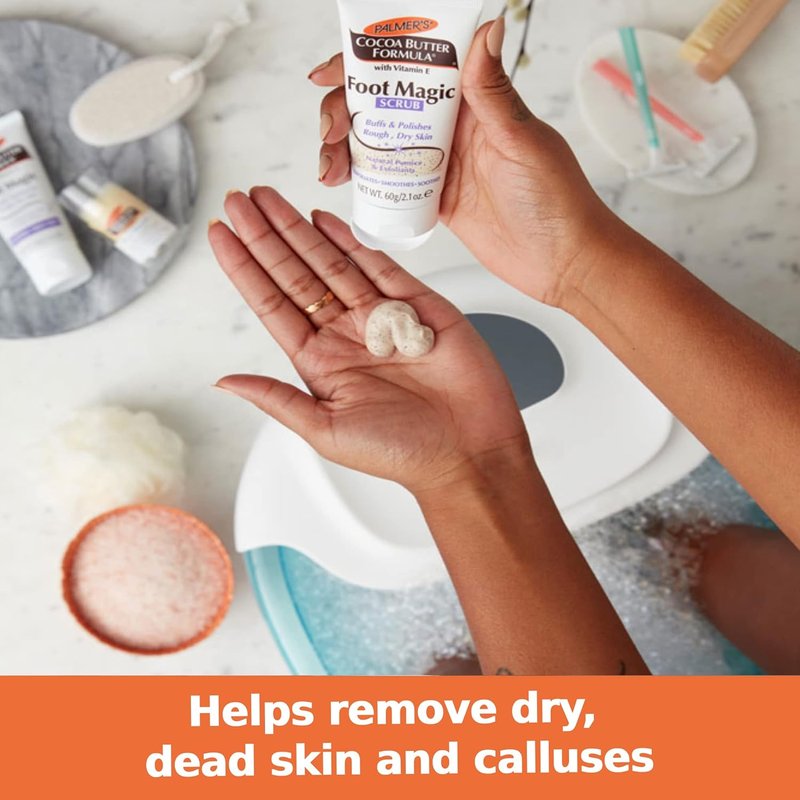 Palmer's Cocoa Butter Foot Magic - Exfoliating Foot Scrub with Vitamin E for Dry, Cracked Feet | 2.1 Ounce