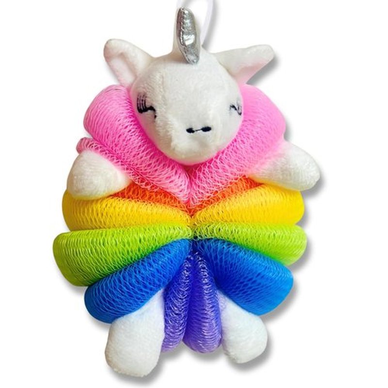 Cute Bath Sponge for Kids - Toddler Bath Scrubber, Mesh Body Pouf, Gentle Shower Sponges, Holiday Stocking Stuffer for Boys or Girls