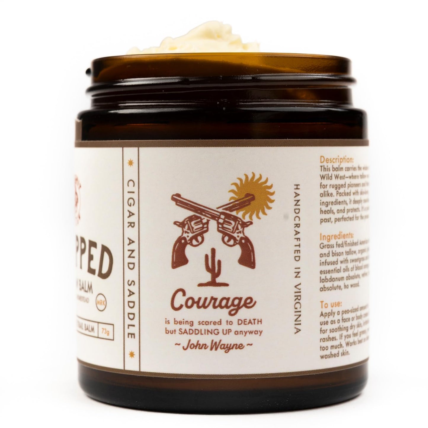 True Grit Tallow Beef and Bison Whipped Tallow Balm Moisturizer for Dry, Sensitive Skin - John Wayne Inspired Herb-Infused Unscented - 2.6 oz